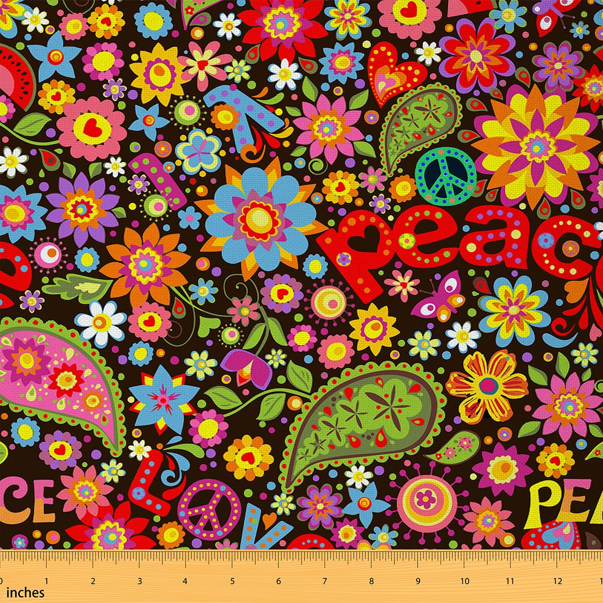Amazon.com: Feelyou Hippie Peace Art Fabric By The Yard,Vintage